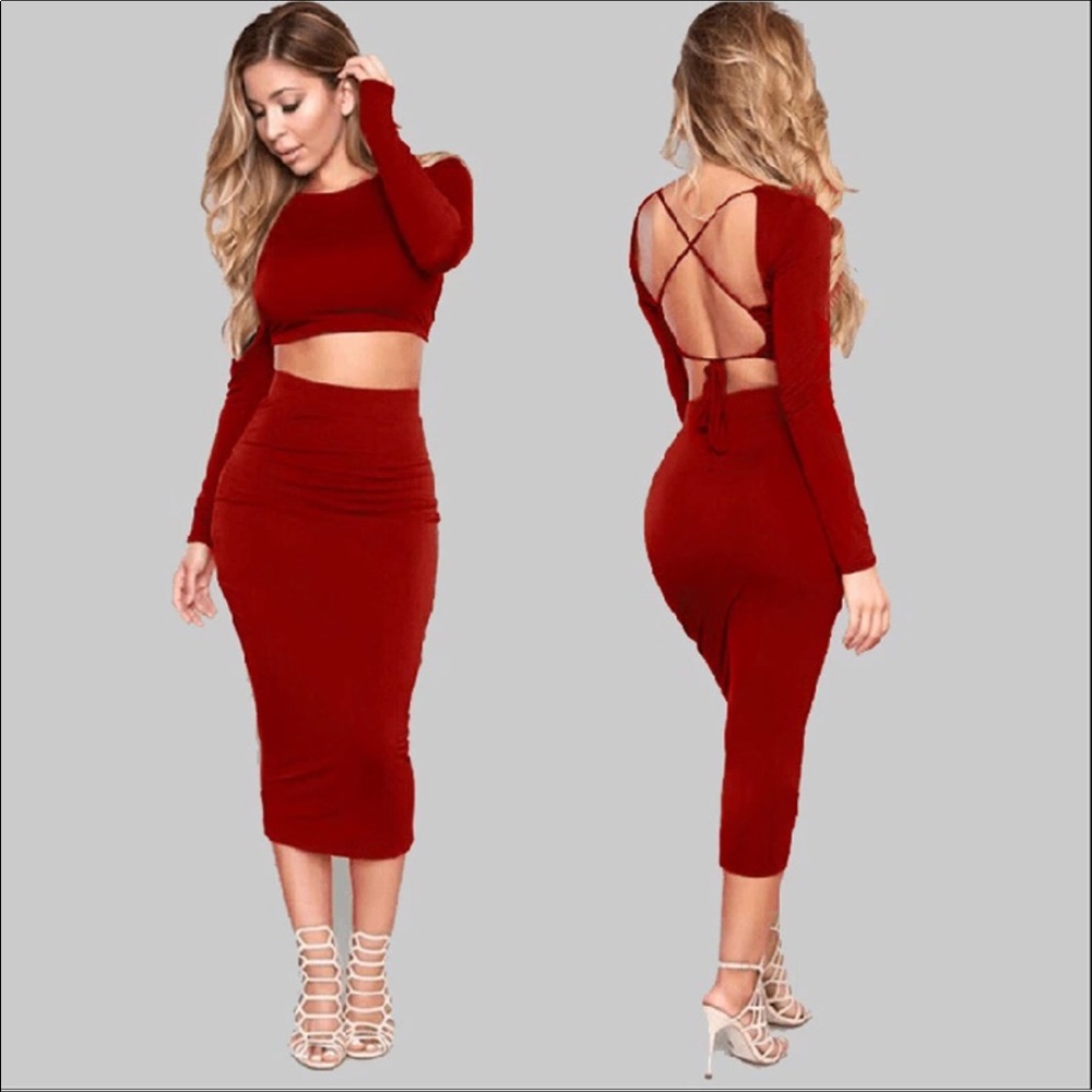 Why Don’t You Love Me Two Piece Skirt & Top - Red